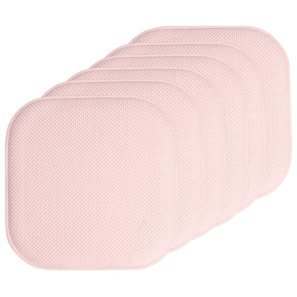 Sweet Home Collection Pink, Honeycomb Memory Foam Square 16 in. x 16 in. Non-Slip Back Chair Cushion (6-Pack)