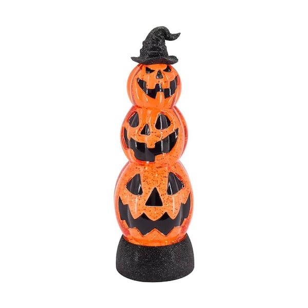 Seasonal Abode Inc Trinashia Orange/Black Plastic Stack Of 3 Jol Led/Water Spinning 2 Way Switch 3 x AA Required