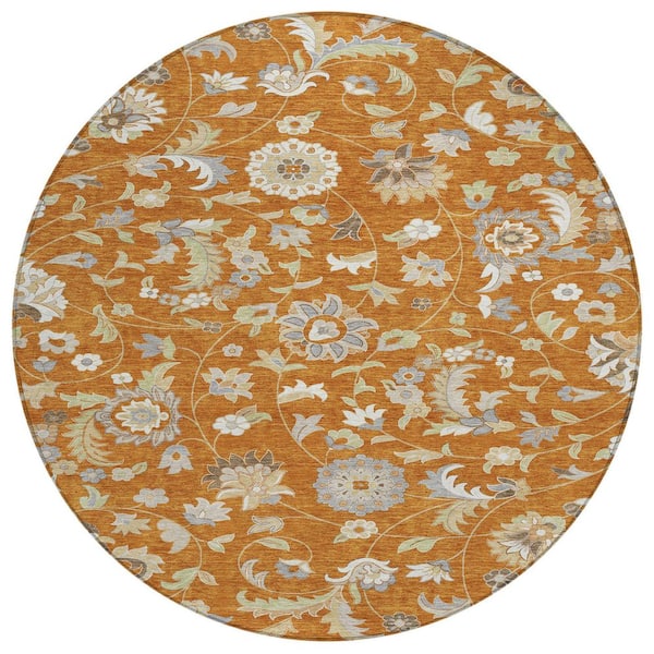 Chantille Machine Washable Indoor/Outdoor Abstract ACN1006 Paprika 8 ft. x 8 ft. Area Rug