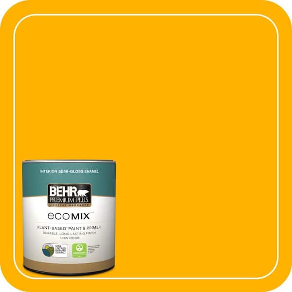 1 qt. #310B-7 Saffron Thread Semi-Gloss Enamel EcoMix Plant-Based Interior Paint & Primer