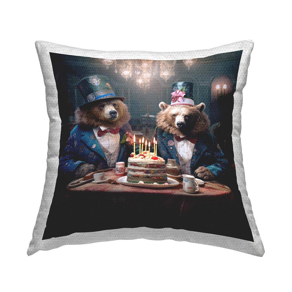 Bears with Party Cake Blue Square Outdoor Throw Pillow price history on PriceWatchPro
