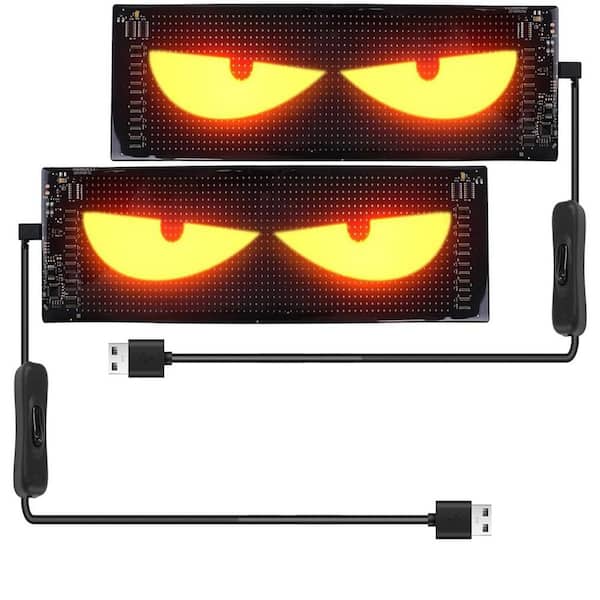 Programmable Devil Eyes LED 19.3 in. x 4.3 in. Flex Display for Car Windows and Trucks, Customizable Light Show 2-Pack