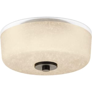 Alexa Collection 2-Light Antique Bronze Flush Mount with Etched Umber Glass