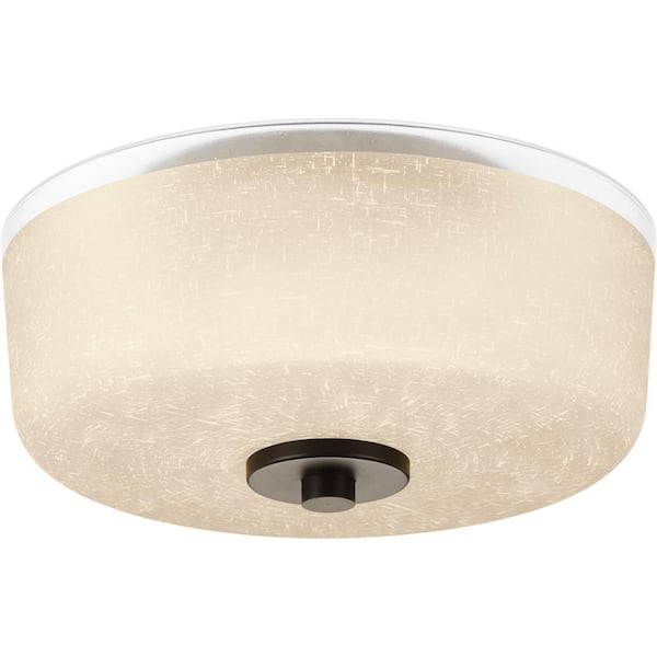 Progress Lighting Alexa Collection 2-Light Antique Bronze Flush Mount with Etched Umber Glass