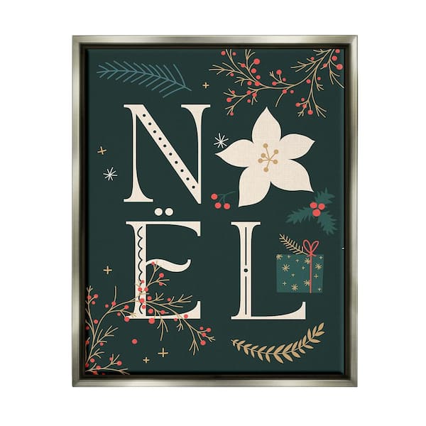 Stupell Industries Noel with Christmas Bloom by Lil Rue 1 Piece Floater Frame Graphic Print Nature Poster Art Print 21 in. x 17 in.