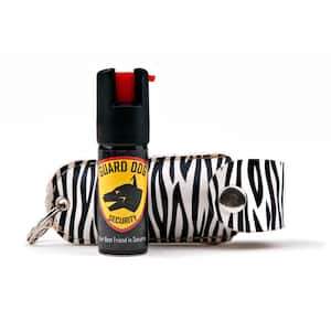 Pepper Spray in Keychain Leather Holster, Zebra Black/White