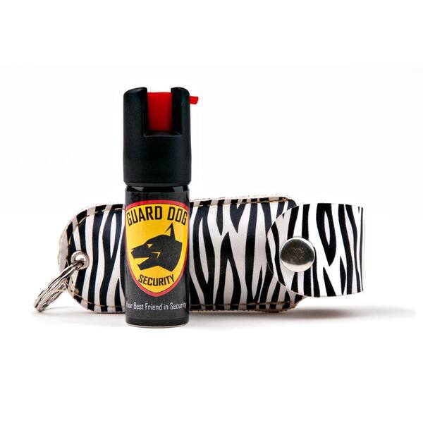 Pepper Spray in Keychain Leather Holster, Zebra Black/White