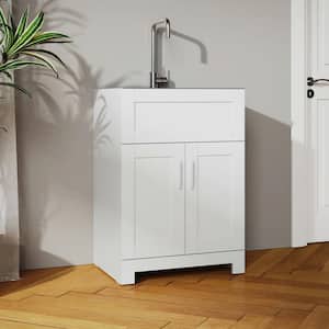 24 in. x 18 in. x 34 in. Paint Free MDF Laundry Tub Cabinet with Single Stainless Steel Sink and Faucet Combo