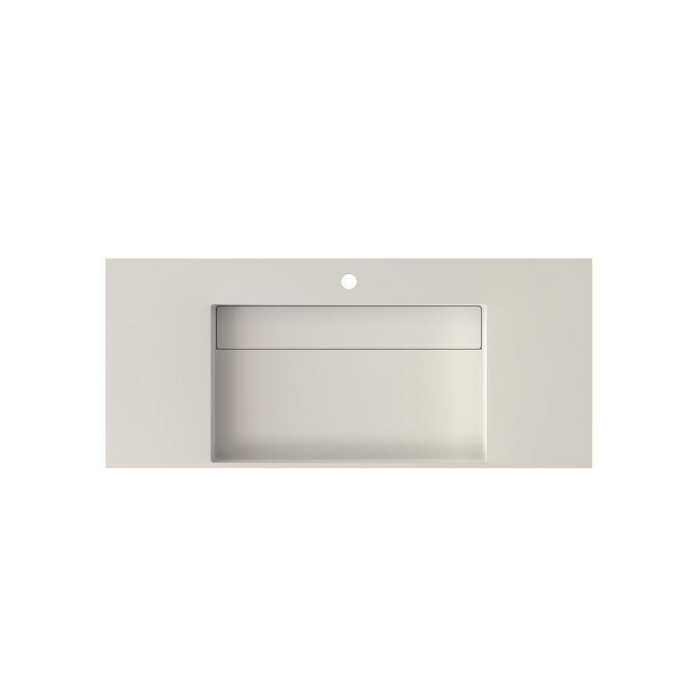 42 in. x 18 in. Wall Mount Rectangle Vessel Sink with Faucet Hole, Solid Surface Bathroom Vessel Sink in Matte White price history on PriceWatchPro