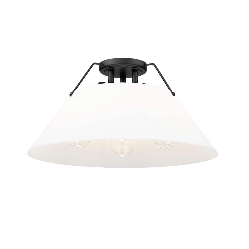 Orwell 18.75 in. 3-Light Matte Black and Opal Glass Flush Mount price history on PriceWatchPro