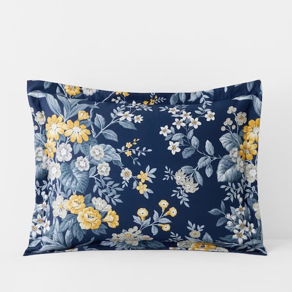 The Company Store Legends Hotel Palmeros Wrinkle-Free Navy Multi Sateen Standard Sham