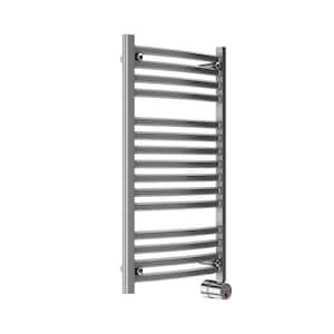 13-Bar Wall Mounted Electric Towel Warmer with Digital Timer in Polished Chrome