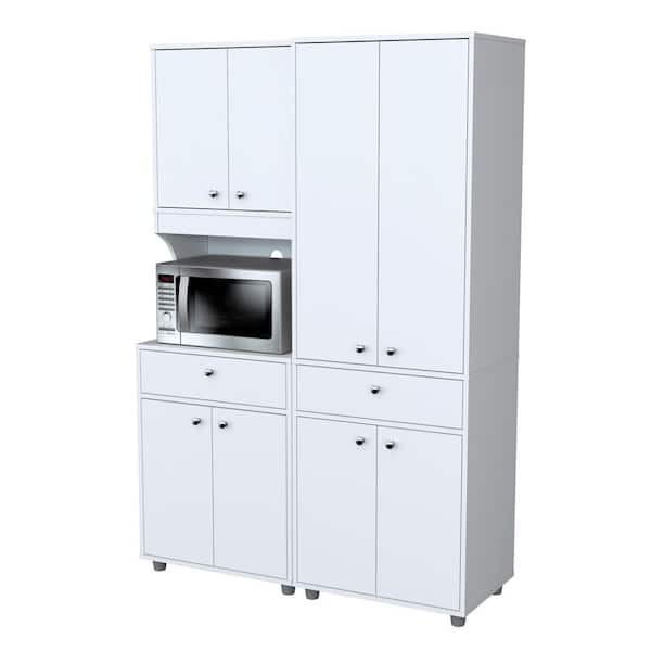 Ready to Assemble 47.2 in. W x 70.5 in. H x 17 in. D Kitchen Storage Utility Cabinet in White (2-Piece)