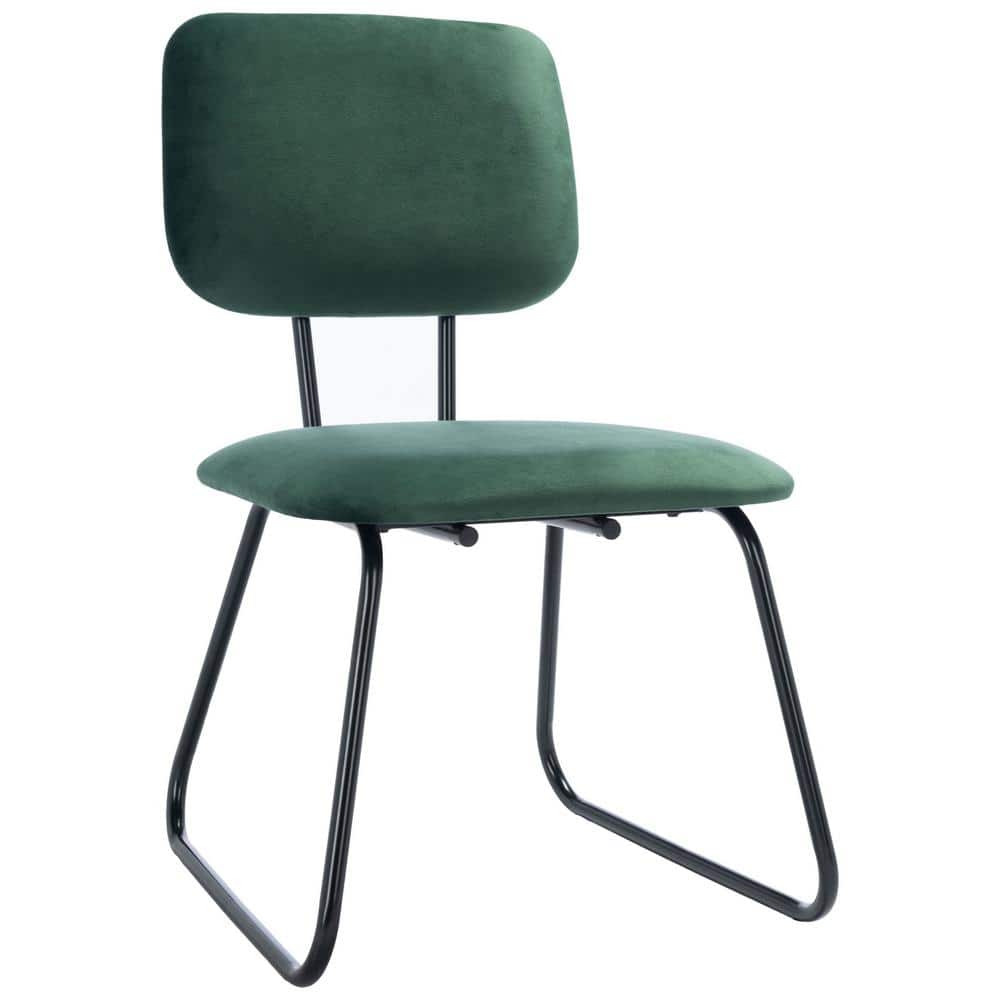 Malachite Green Velvet Parsons Side Chair Set with Matte Black Frame
