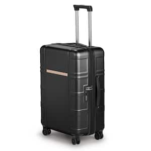 1-Piece Black 24 in. ABS&PC with TSA Lock Expandable Spinner Carry on Hardshell Lightweight Luggage Set