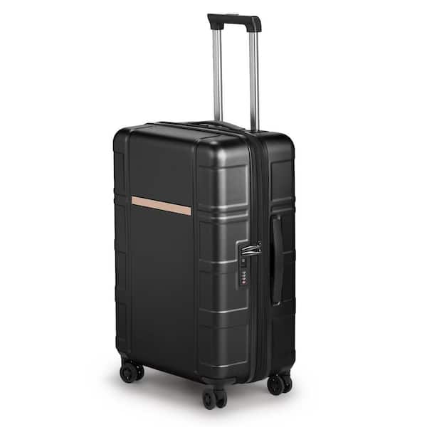 Karl home 1-Piece Black 24 in. ABS&PC with TSA Lock Expandable Spinner Carry on Hardshell Lightweight Luggage Set