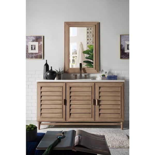 Portland 30.4 in. W x 42 in. H Framed Rectangular Wall Mirror in Whitewashed Walnut