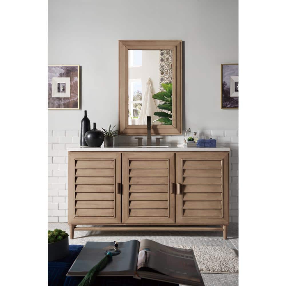 Portland 28" Whitewashed Walnut Rectangular Wood Mirror