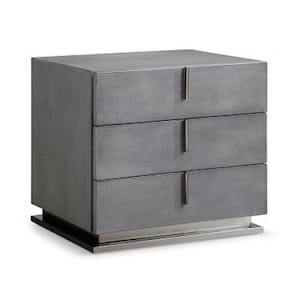 Gray 3 Drawer 24 in. W Nightstand