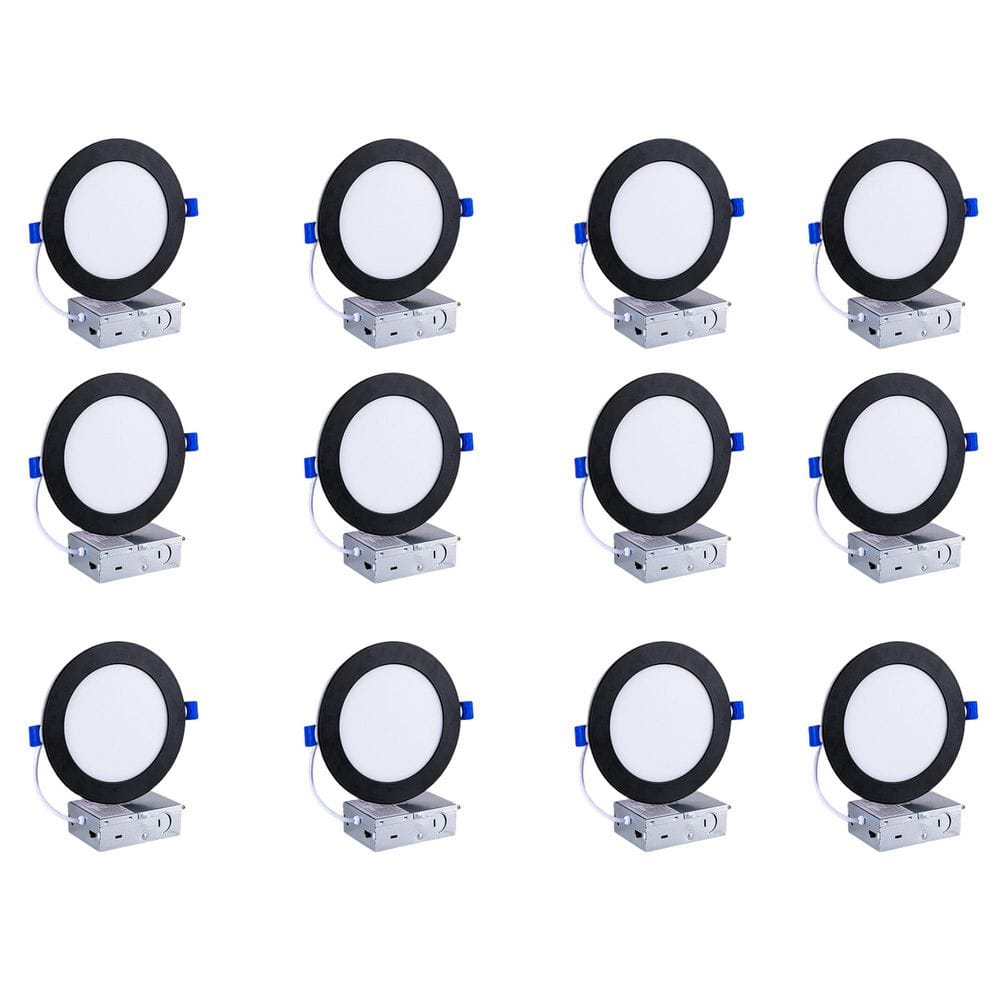 6.7 in. Can Less Integrated LED Recessed Light with Night Light, 12-Watt 1200 Lumens, 5CCT 2700K-5000K, Black (12-Pack) price history on PriceWatchPro