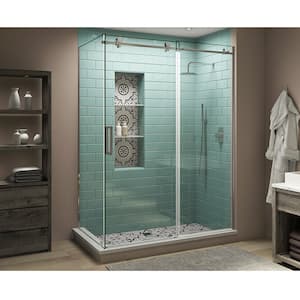 56 in. - 60 in. x 38 in. x 80 in. Frameless Corner Sliding Shower Enclosure Clear Glass in Polished Chrome Left