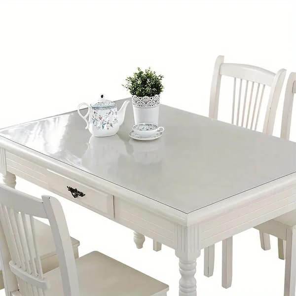 60 in. x 36 in. Clear PVC Table Protector Cover, 1. 5 mm Thick-Rectangle Frosted Table Protector