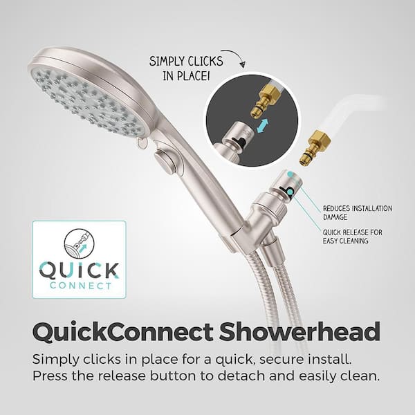 HydroFuse 6-Spray Wall Mount Handheld Shower Head with QuickConnect 1.75 GPM in Spot Defense Brushed Nickel
