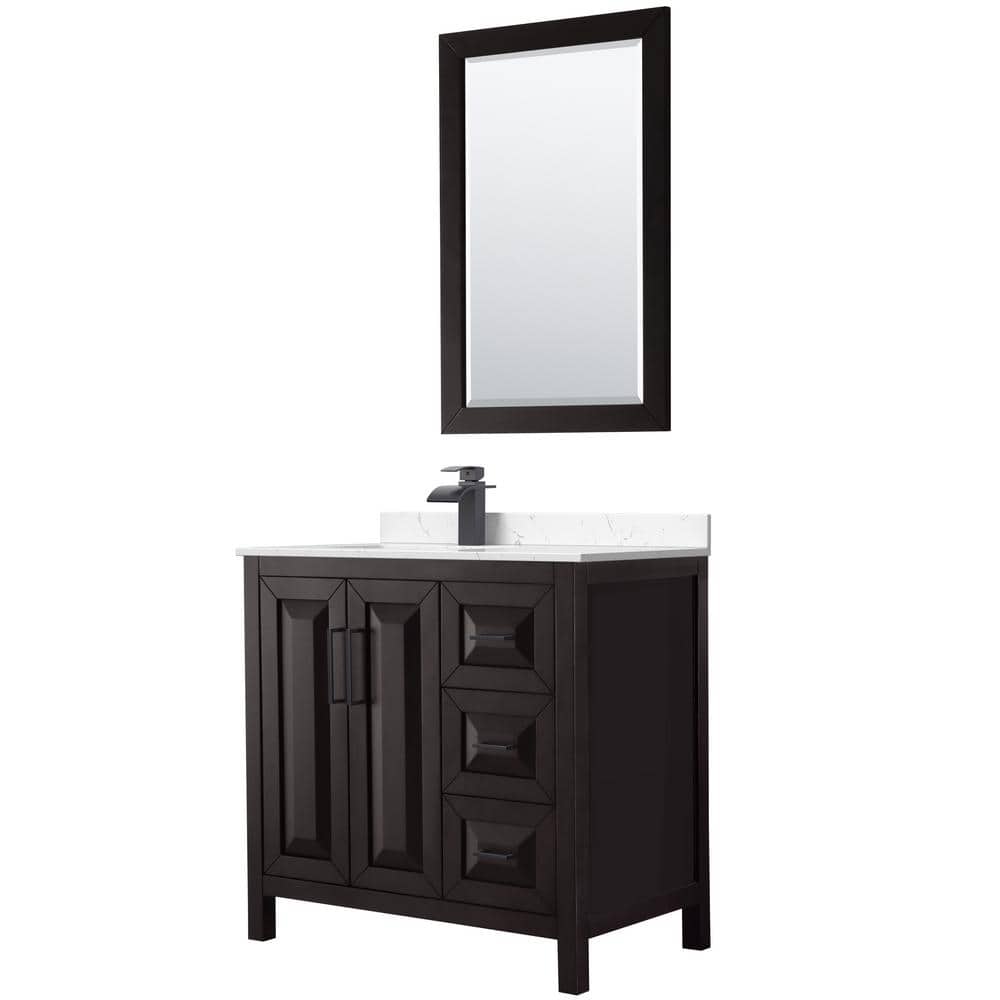 "Daria 36 in. W x 22 in. D x 35.75 in. H SGL Bath Vanity in Dark Espresso with Carrara Cultured Marble Top and 24"" Mirror" price history on PriceWatchPro