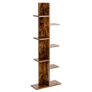 Brown Open Concept Bookcase Plant Display Shelf Rack Storage Holder Wood