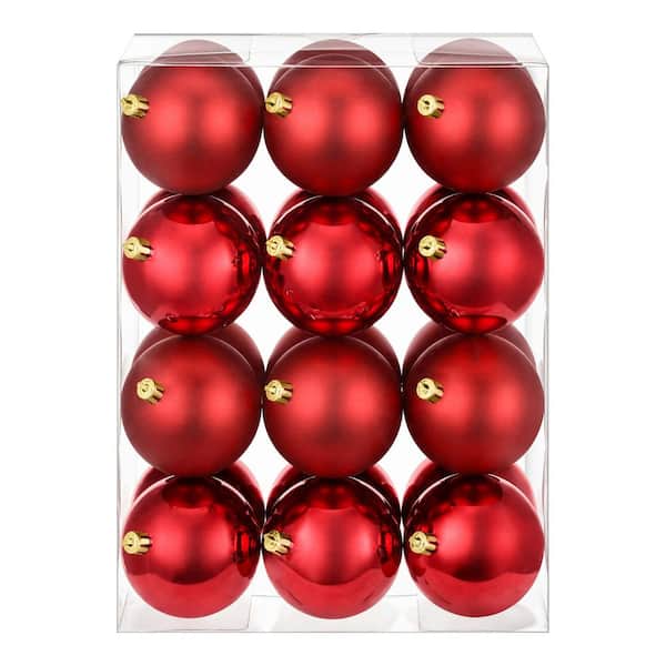 24-Piece Red Shatter-Resistant Ornaments