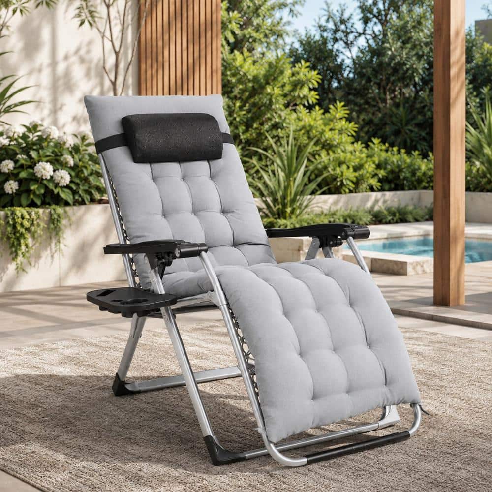 Yangming Grey Metal Zero Gravity Reclining Outdoor/Indoor Folding