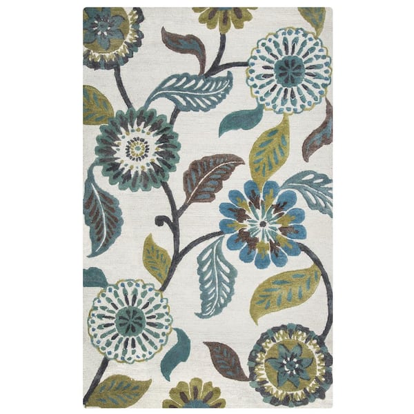 Unbranded Milan Multi-Colored 5 ft. x 8 ft. Floral Wool/Viscose Area Rug