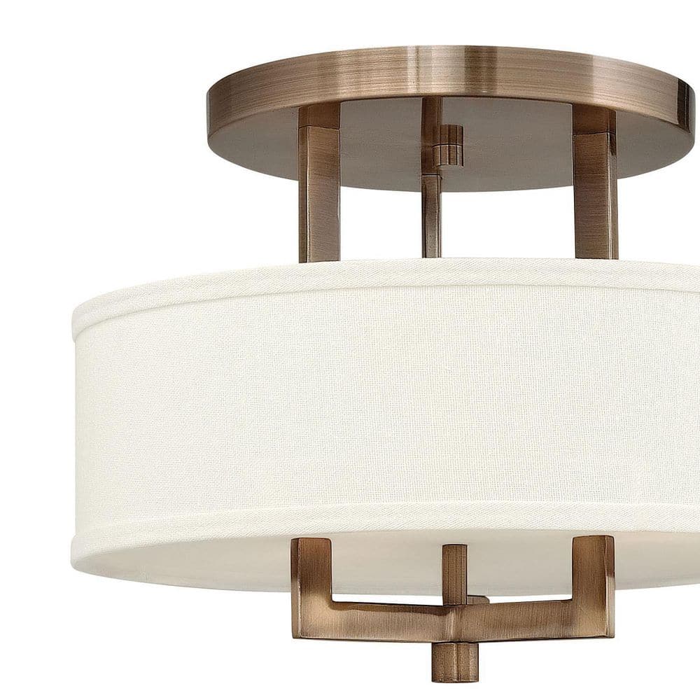 Hampton 3-Light Transitional Semi-Flush Mount in Brushed Bronze