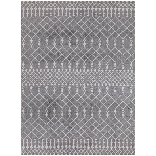 Nourison Astra Machine Washable Denim 4 ft. x 6 ft. Moroccan Transitional Area Rug