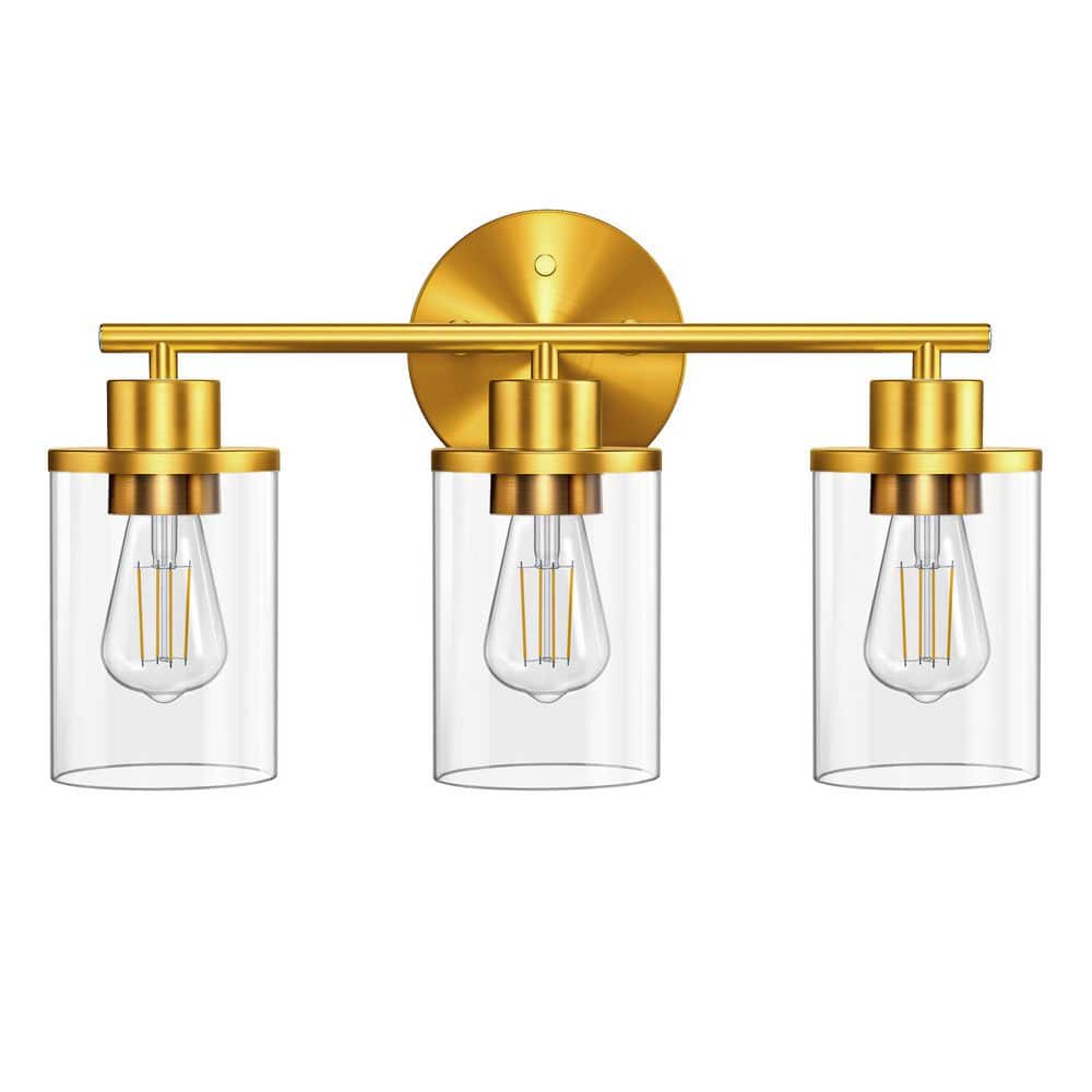16.92 in. 3 Light Gold Vanity Light with Clear Glass Shade price history on PriceWatchPro