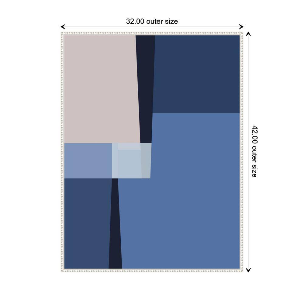 Blue and Beige Abstract Beaded Framed Canvas Wall Art