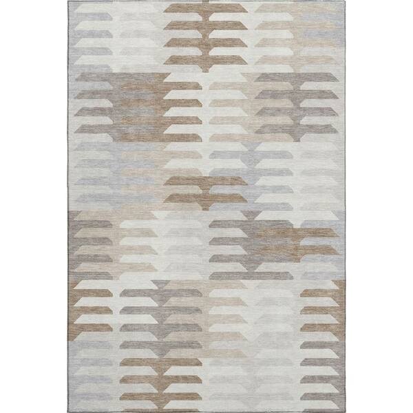 Mayfield Premium Machine Washable Abstract AMF2328 Ivory 10 ft. x 14 ft. Area Rug