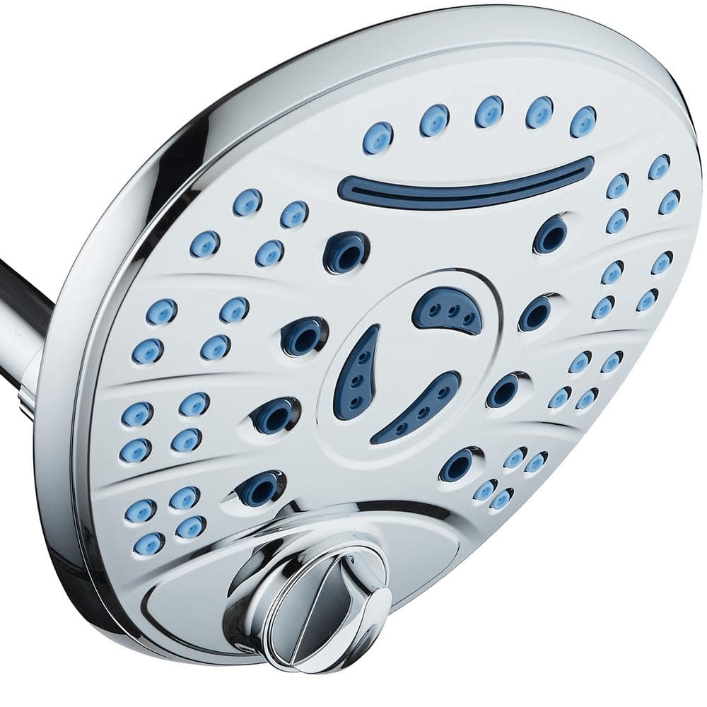 8-Spray Patterns 7 in. Single Wall Mount Fixed Shower Head Anti-microbial W