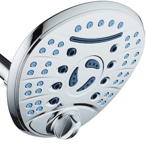 8-Spray Patterns 7 in. Single Wall Mount Fixed Shower Head Anti-microbial Waterfall in Chrome