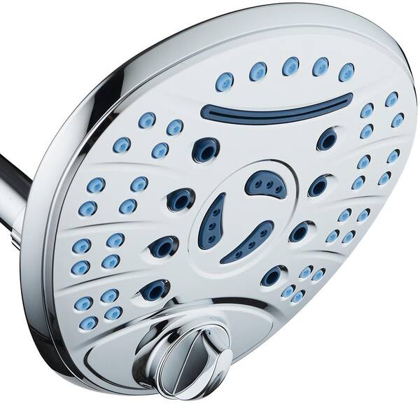 AQUACARE 8-Spray Patterns 7 in. Single Wall Mount Fixed Shower Head Anti-microbial Waterfall in Chrome