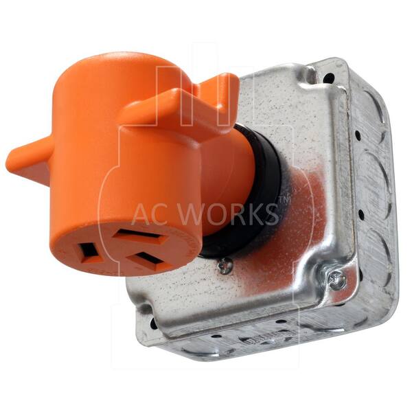 AC WORKS 50 Amp Welder Adapter (NEMA 10-50P To 6-50R) – Heavy Duty, Orange