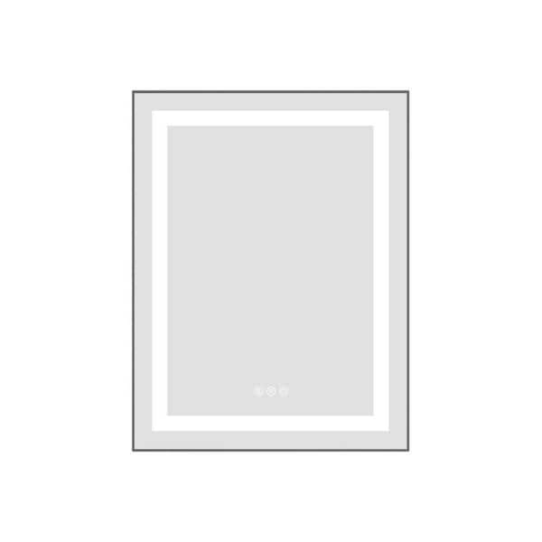 24 in. W x 28 in. H Rectangular Aluminum Frame Anti-Fog Dimmable LED Wall Bathroom Vanity Mirror in Gun Ash