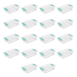 Small File Clip Box Clear Storage Tote Container with Lid (18 Pack)