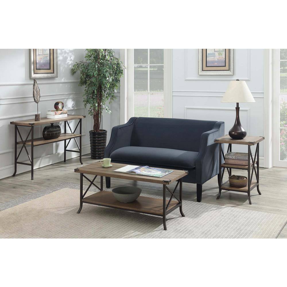 Driftwood and Brown Medium Wood Console Table with Storage