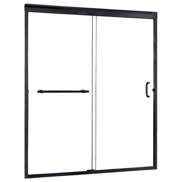 Foremost Marina 48 in. x 76 in. H Semi-Framed Sliding Shower Door in Oil Rubbed Bronze with 3/8 in. Clear Glass