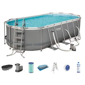 Power Steel 18 ft. x 9 ft. x 48 in. Oval Above Ground Swimming Pool Set