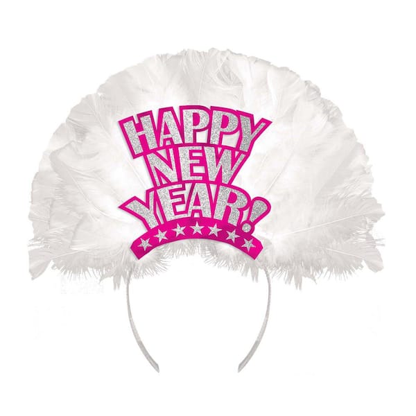 Amscan New Year's 12 in. Pink Deluxe Feather Tiara (3-Pack)