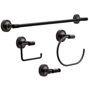 Voisin 4-Piece Bath Accessory Set with 24 in. Towel Bar, Toilet Paper Holder, Towel Ring, Towel Hook in Matte Black
