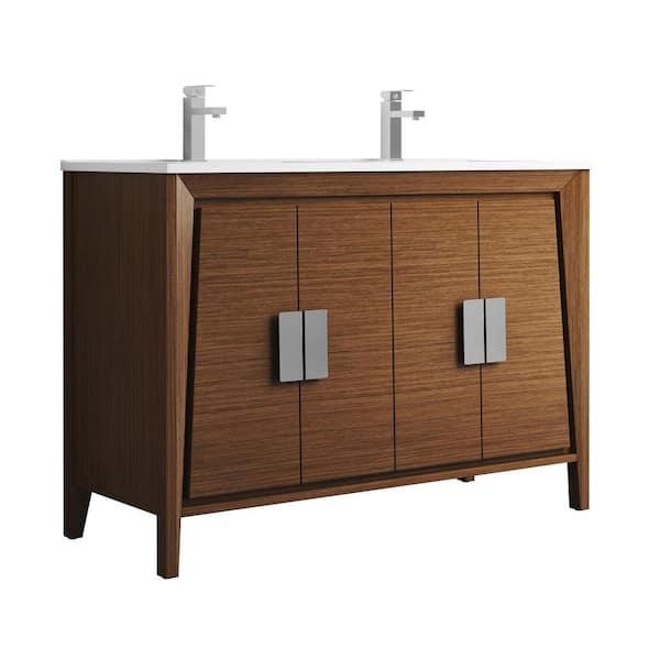 FINE FIXTURES Imperial 48 in. W x 18.11 in. D x 33.5 in. H Bathroom Vanity in Wheat with White Ceramic Top