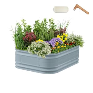 17 in. Tall 6 in 1 Novel Modular Raised Garden Bed Kit Metal Planter Box with 2 in 1 Wrench Magnetic Plant Tags Sky Blue